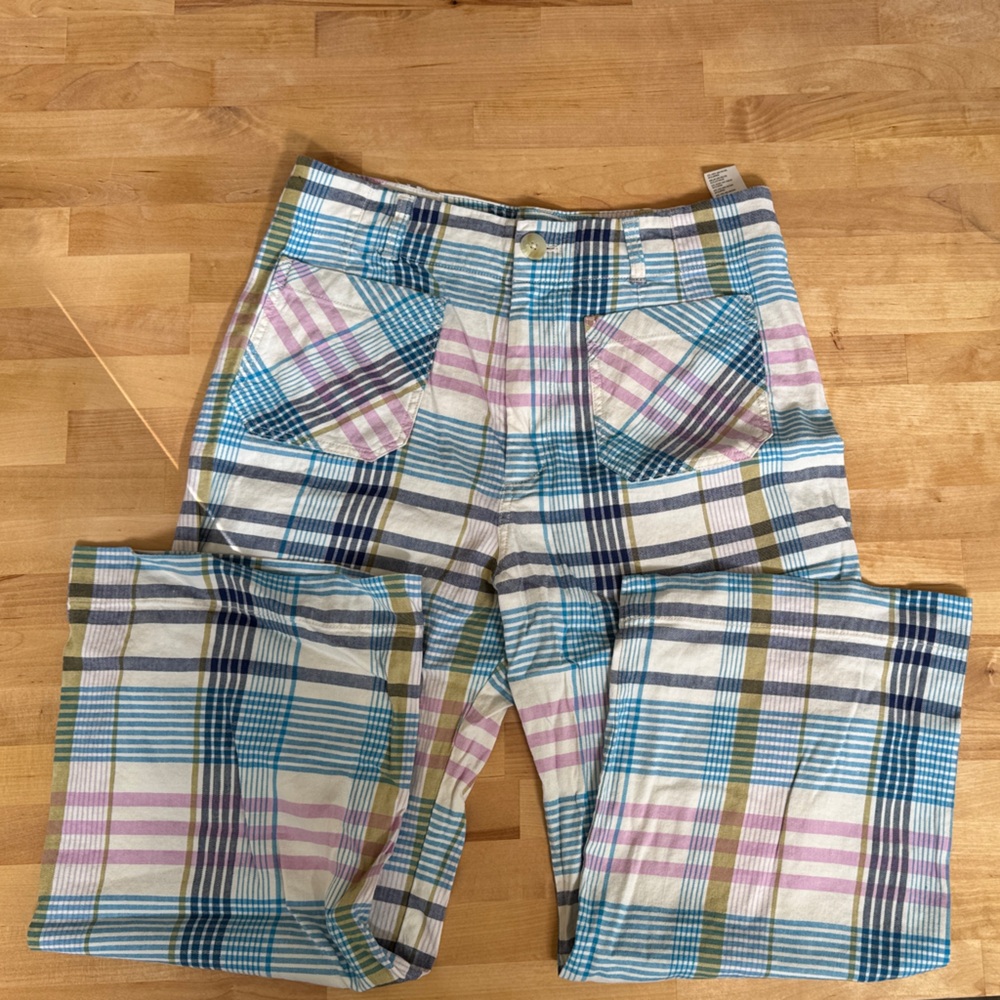 Anthropologie Maeve Colette Wide-Leg Pants Plaid